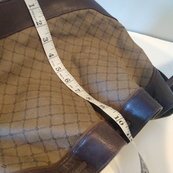 Bally Monogram Logo Bucket Bag Taupe Leather Drawstring Handbag Purse  Designer - Picture 10 of 14